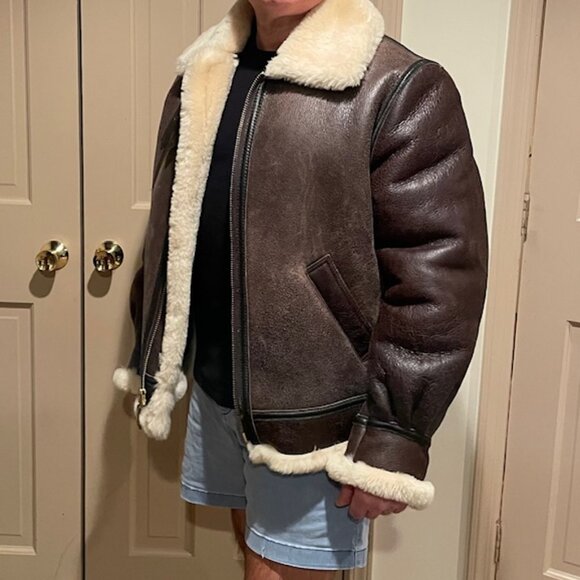 MENS SCHOTT CLASSIC B-3 SHEEPSKIN LEATHER BOMBER - Picture 11 of 16